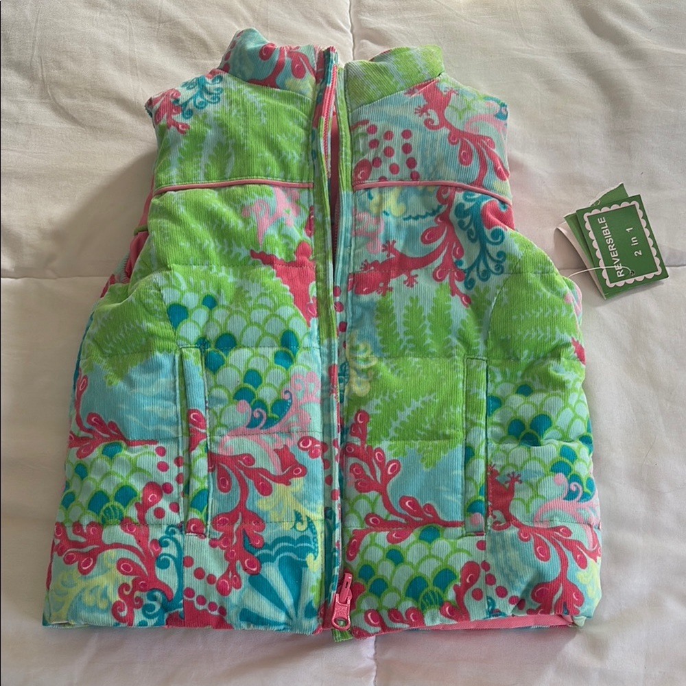 NWT Lilly Pulitzer Parker Puffer Girls 2 Quilted reversible vest